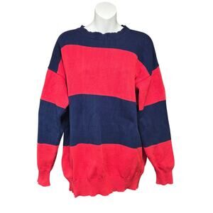 Vintage ILGWU Union Made Sweater Oversized‎ Striped Unisex Grunge Preppy  80s